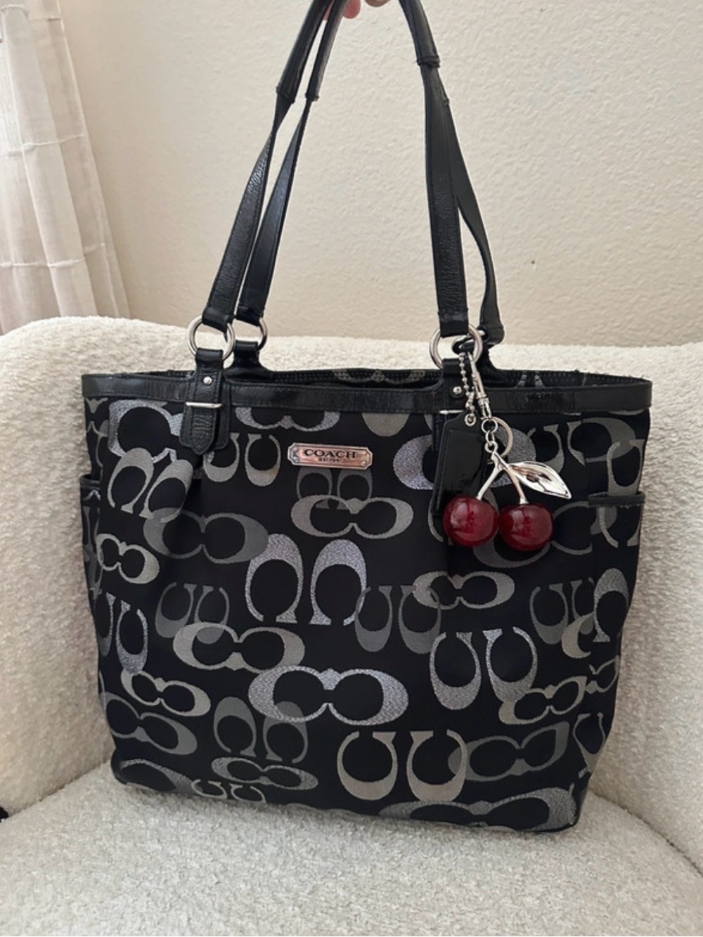 Coach Black and Silver Signature Tote